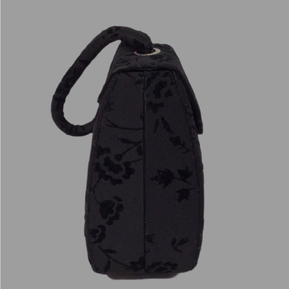 Kf Ltd. Black Velour Flocked Evening Bag w/Loop Handle & Braided Crossbody Strap - Picture 4 of 10